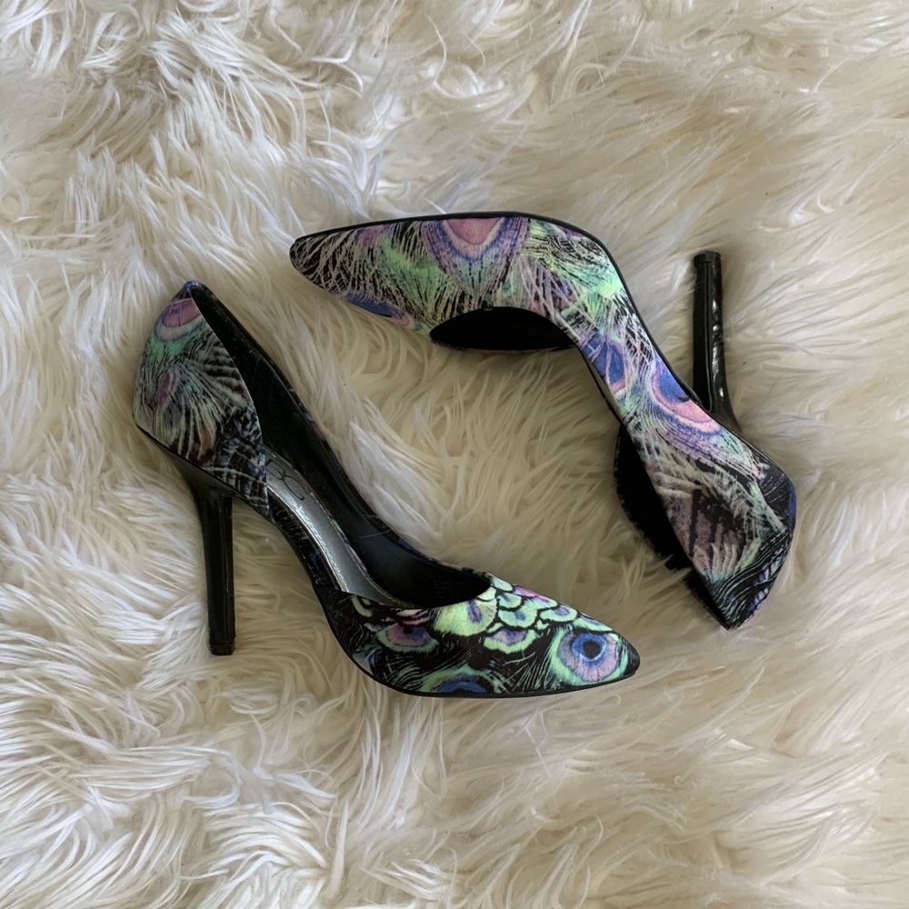 Bcbg Paris Satin Peacock Heels